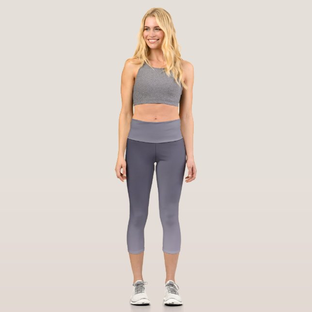 Dark Grey moonlight ombre effect  Capri Leggings (Front)