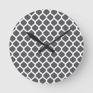 Dark Grey Moroccan Pattern Wall Clocks