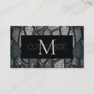 Dark Grey Mosaic Glass Monogram Business Card