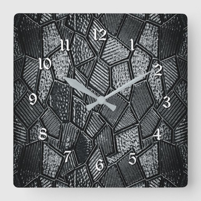 Dark Grey Mosaic Glass Square Wall Clock (Front)