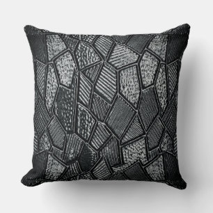 Dark Grey Mosaic Glass Throw Pillow