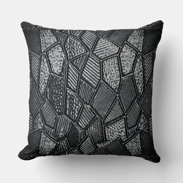 Dark Grey Mosaic Glass Throw Pillow (Front)