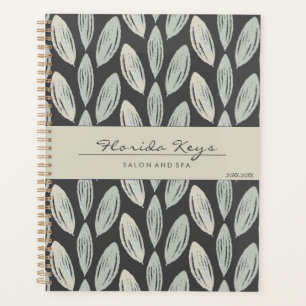Dark Grey Neutral Tones Braided Leaf Art Deco Planner