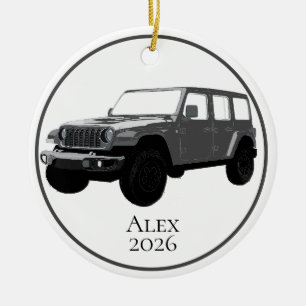 Dark Grey Off-Road Utility Vehicle 7 slot grille Ceramic Tree Decoration