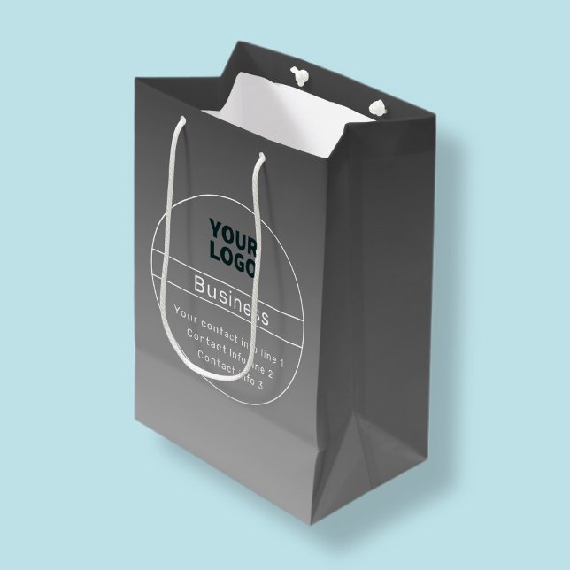 Dark Grey Ombre & Business etc. Contact Info Medium Gift Bag (Creator Uploaded)