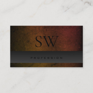 Dark Grey Orange Gradient Pattern with Monogram Business Card