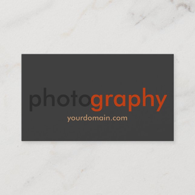 Dark Grey Orange Photographer Artist Business Card (Front)
