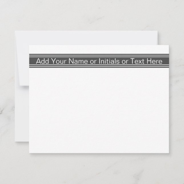 Dark Grey Personalised Monogrammed Name Initials Card (Front)