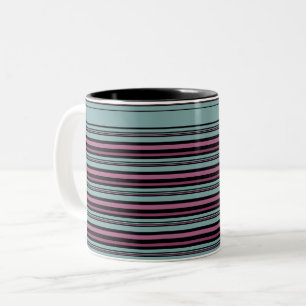 Dark grey pink striped pattern  Two-Tone coffee mug