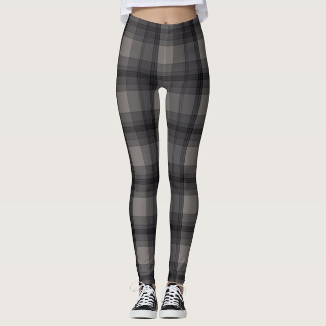 Dark Grey Plaid Leggings (Front)