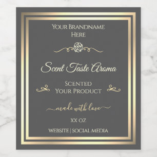 Dark Grey Product Label Gold Frame Vintage Rose