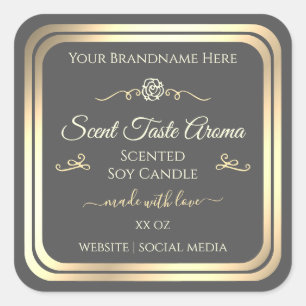 Dark Grey Product Label Gold Frame Vintage Rose
