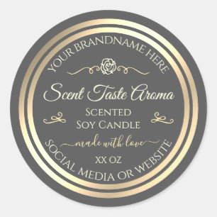 Dark Grey Product Label Gold Frame Vintage Rose