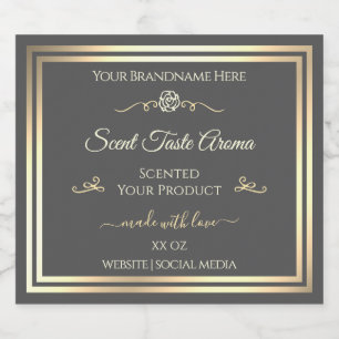 Dark Grey Product Label Gold Frame Vintage Rose
