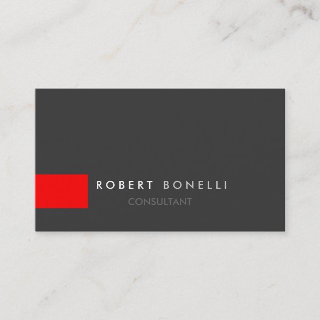 Dark Grey Red Stripe Business Card (Front)