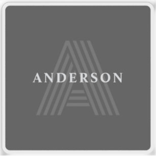 Dark Grey Retro Modern Monogrammed Name