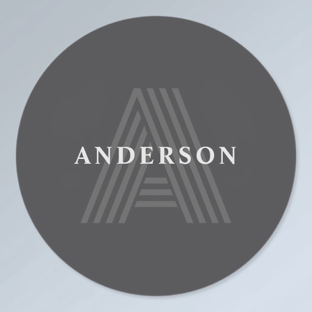 Dark Grey Retro Modern Monogrammed Name (Creator Uploaded)