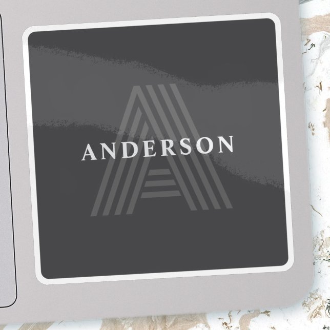 Dark Grey Retro Modern Monogrammed Name (Creator Uploaded)