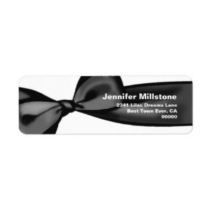 Dark Grey Satin Bow Wedding Return Address Label