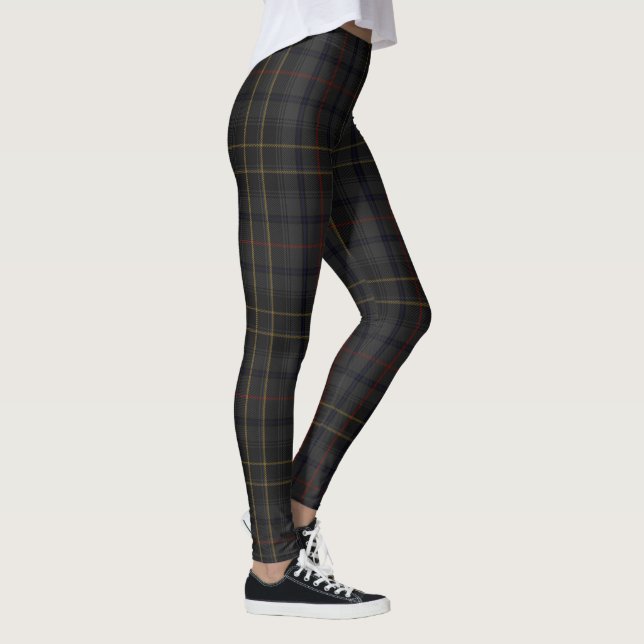 Dark Grey Scottish Clan Grey Tartan Leggings Grey (Right)
