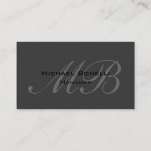 Dark Grey Script Monogram Manager Business Card