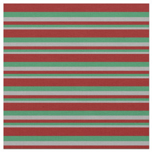 Dark Grey, Sea Green & Dark Red Stripes Fabric