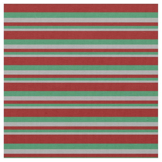 Dark Grey, Sea Green & Dark Red Stripes Fabric (Close Up)
