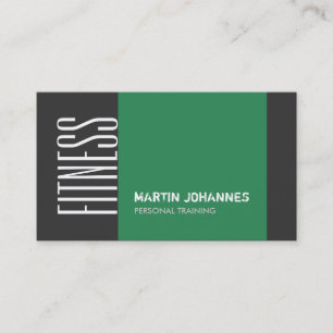Dark Grey Sea Green Personal Trainer Business Card