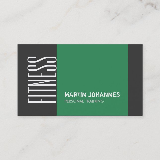 Dark Grey Sea Green Personal Trainer Business Card (Front)