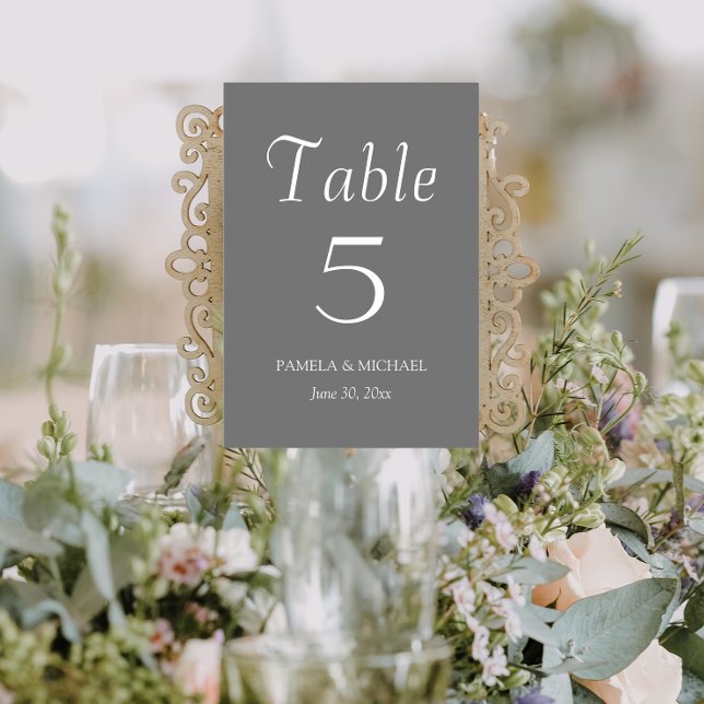 Dark Grey Simple Style Wedding Table Number (In Situ Wedding)