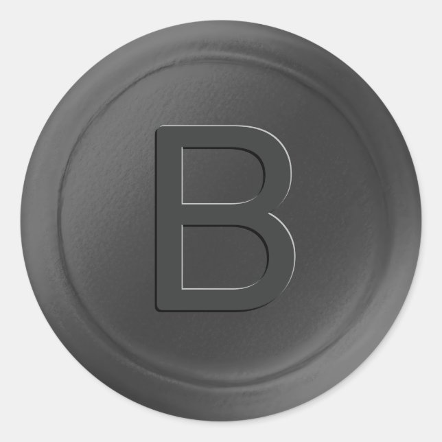 Dark Grey Single Letter Wax Seal Look Sticker (Front)