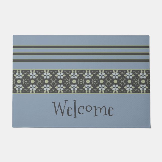 Dark Grey Stripe Accented Doormat (Front)