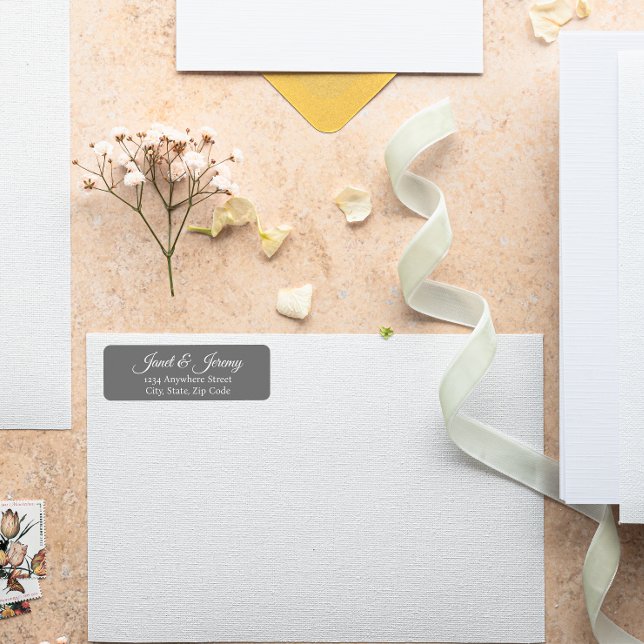 Dark Grey Stylised Names Wedding Return Address (In Situ Wedding)