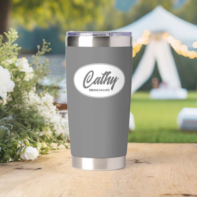 Dark Grey Stylised Wedding Bridesmaid Insulated Tumbler (Wedding (Rotated))
