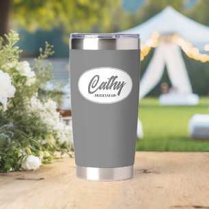 Dark Grey Stylised Wedding Bridesmaid Name Insulated Tumbler