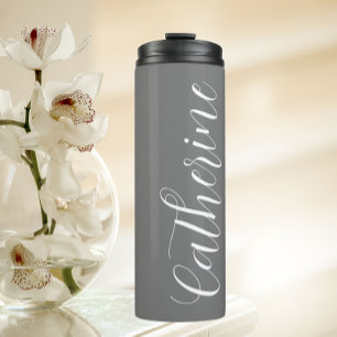 Dark Grey Stylised Wedding Bridesmaid Name Thermal Tumbler