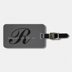 Dark Grey Stylish Monogram Luggage Tag