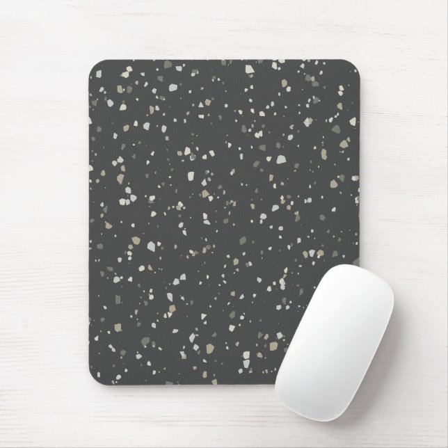 Dark Grey Terrazzo Pattern Mouse Mat (With Mouse)