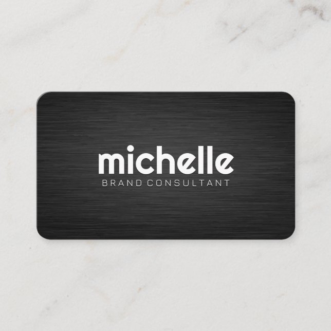 Dark Grey Texture | Simple Text Business Card (Front)