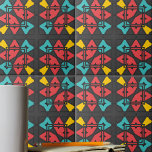 Dark Grey Turquoise Red Yellow Abstract Geometric Tile<br><div class="desc">This exquisite ceramic tile showcases a vibrant and modern design adorned with a mesmerising array of geometric shapes. With an exquisite palette of shades including grey, blue, red, and yellow, this tile effortlessly combines contemporary flair with eye-catching appeal. Add a touch of sophistication and artistic brilliance to any space with...</div>
