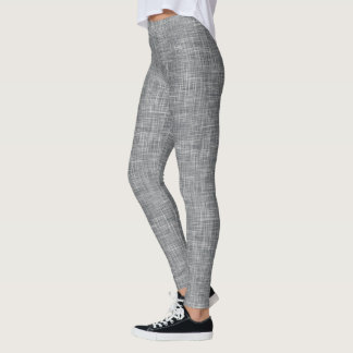Dark Grey Tweed Linen Pattern Leggings