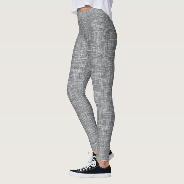 Dark Grey Tweed Linen Pattern  Leggings (Left)