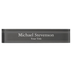 Dark Grey Unique Elegant Modern Minimalist Nameplate
