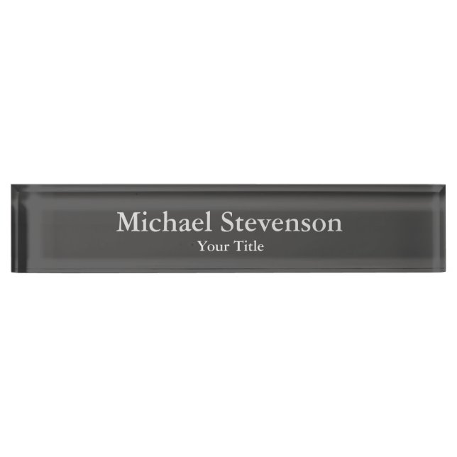 Dark Grey Unique Elegant Modern Minimalist Nameplate (Front)