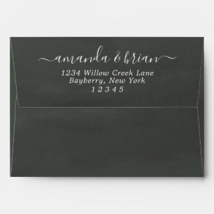 Dark Grey Watercolor Paper Script Lettering 5x7 Envelope