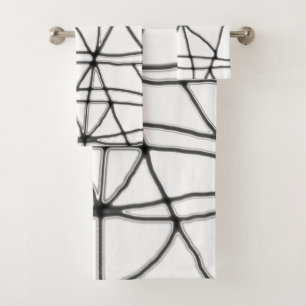 Dark Grey & White Abstract Bath Towel Set
