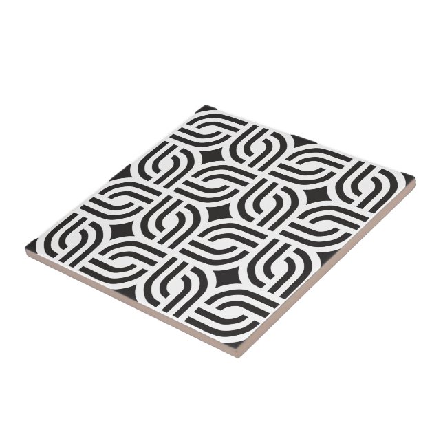 Dark Grey White Antique geometric Pattern Tile (Side)