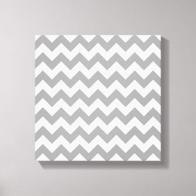 Dark Grey White Chevron Zig-Zag Pattern Canvas Print (Front)