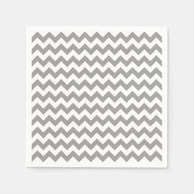Dark Grey White Chevron Zig-Zag Pattern Napkin (Front)
