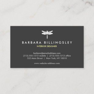 Dark Grey/White Dragonfly Logo Designer Business Card